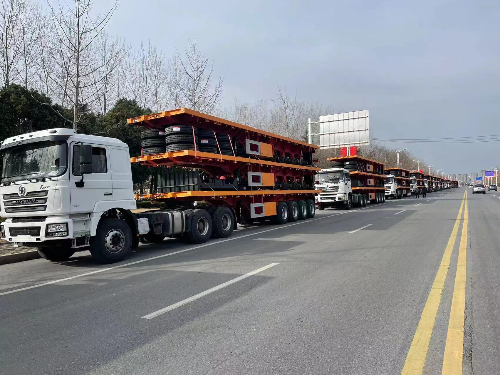 Treler Semi Flatbed 4 Gandar sedia untuk dihantar ke negara Afrika